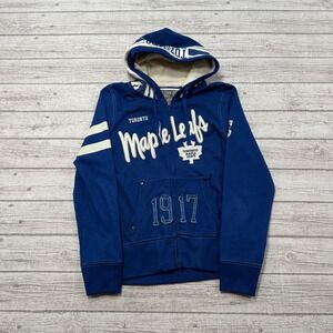 Toronto Maple Leafs Hoodie Men's Medium Blue Zip Up Old Time Hockey Sportswear